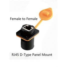 SHANFEILU RJ45 D-Type Panel Mount Socket Waterproof Pass Through Connector Adapter Female to Female Coupler Extender for Cat5/5e/6 8P8C Ethernet LAN with Waterproof/Dust Cap