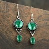 Natural Malachite Earrings 925 Silver Overlay handmade Dangle Earrings for