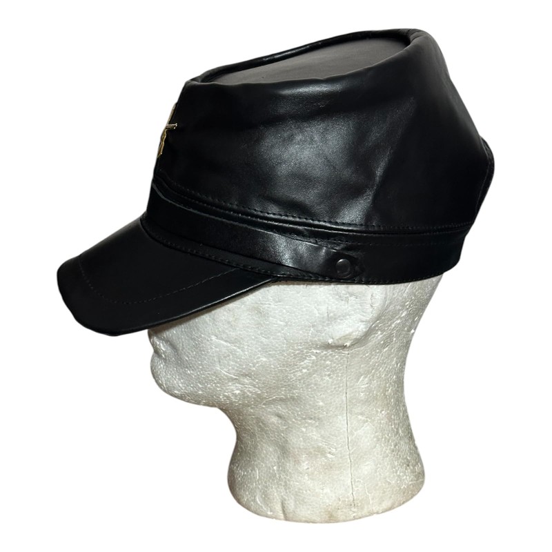 Civil WAR Real Cowhide Black Leather KEPI-HAT Adjustable Free Size