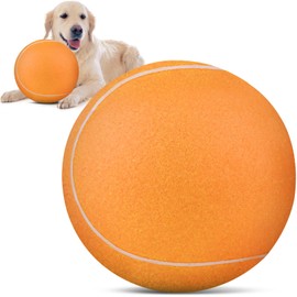 QDAN Large Tennis Ball for Dogs: Pet Toys 9.5" Giant Outdoor Dog Balls - Interactive Herding Ball for Medium Big Dogs Birthday Toys Indoor Playing Training- Orange