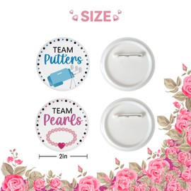 10 Pcs Putters and Pearls Gender Reveal Button Pins, Golf Team Boy Team Girl Badge Button, Team Putters or Pearls Pins, Pink or Blue Stain Brooch for Baby Shower/Gender Reveal Party Decorations
