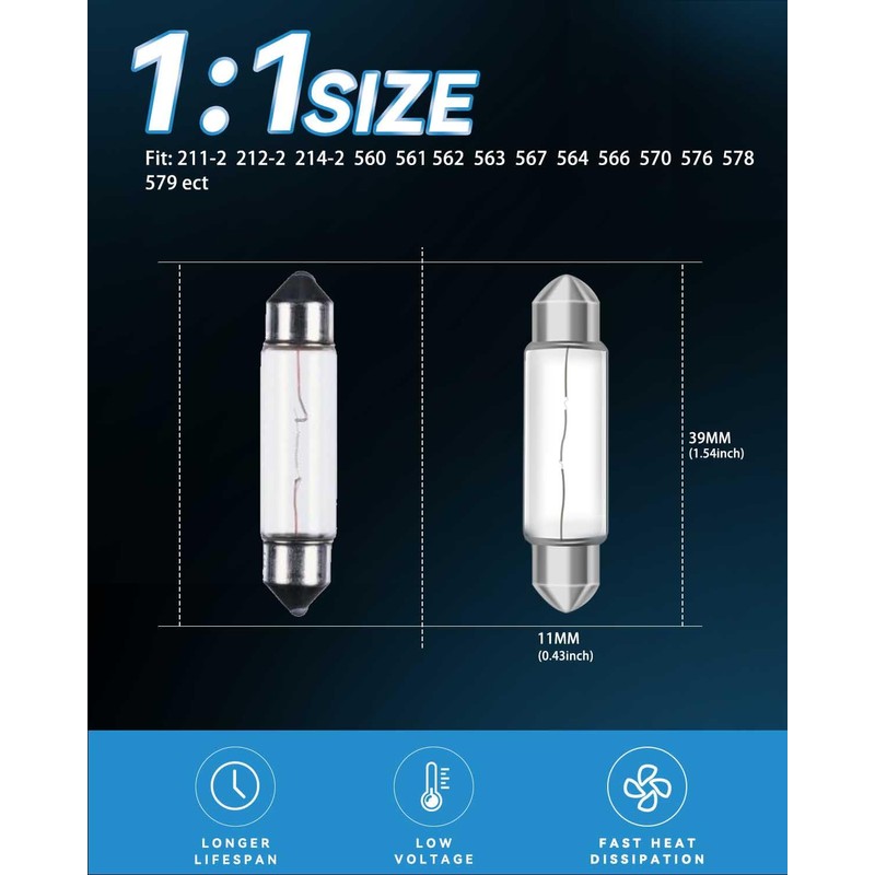 Under Cabinet Light Bulb T3 39MM Festoon 12V 10W Bulb,