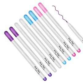 Water Soluble Pen SENRISE 8 Pieces Water Erasable Pen Fabric Marker for Embroidery Tailors Dressmaking Sewing, Water-Soluble, Fast-Drying, Wipeable (8 Pieces, 2 Red+2 Blue+2 White+2 Purple)