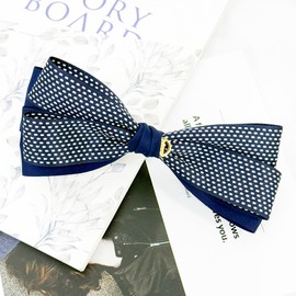 Burnaby dot color combination ribbon hairpin 10cm / 버나비 도트 배색 리본 헤어핀 10cm
