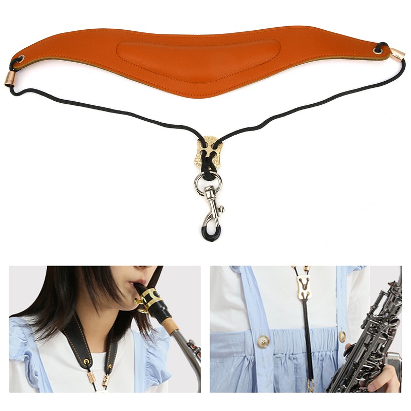Saxophone Strap Plus Cotton Artificial Leather Adjustable Shoulder Musical Instrument