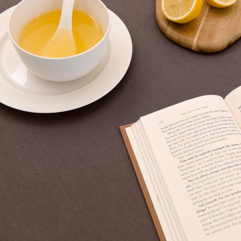 Encasa XO Cotton Canvas Tablecloth | Dark Taupe Plain |