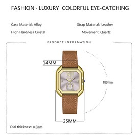 Luxury Dress Women's Leather Watch Square Dial Diamond Lady's Waterproof Elegant Analog Quartz Bracelet Watch (Silver)