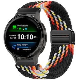 Issinlky Braided Nylon Strap for Garmin Venu 2S/Venu 3S/Vivomove 3S/Vivoactive 4S, 18 mm Elastic Bracelet for Fossil Ladies Gen 6/5E/4/3/Withings Steel HR 36 mm