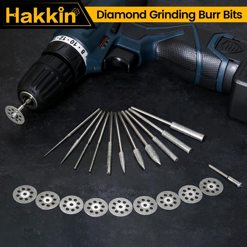Stone Carving Set Hakkin 21Pcs Diamond Grinding Bit Set Diamond