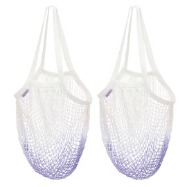 uxcell 2 Pcs Mesh Market Bag Net Grocery Bags Reusable Mesh Tote Bag for Vegetables Fruit Storage Organizer Shopping Beach, Tie-Dye Purple