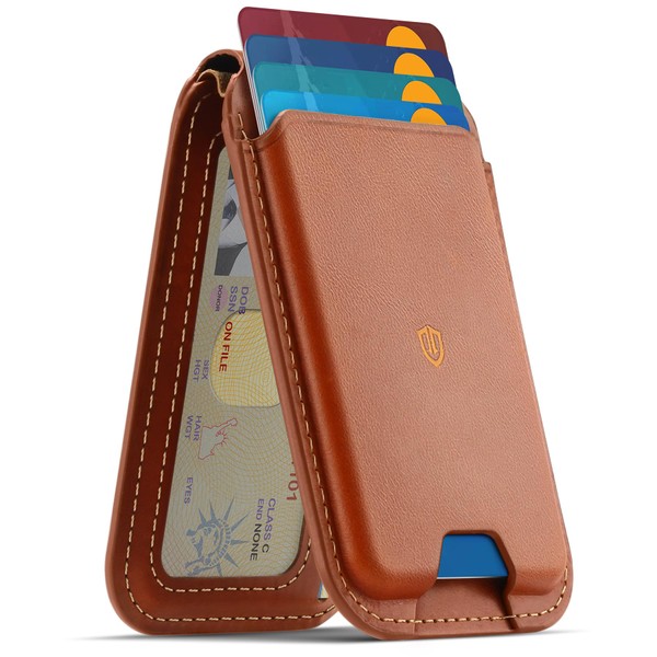 SHIELDON For MagSafe Wallet, Genuine Leather Adjustable Card Holder [Magnetic