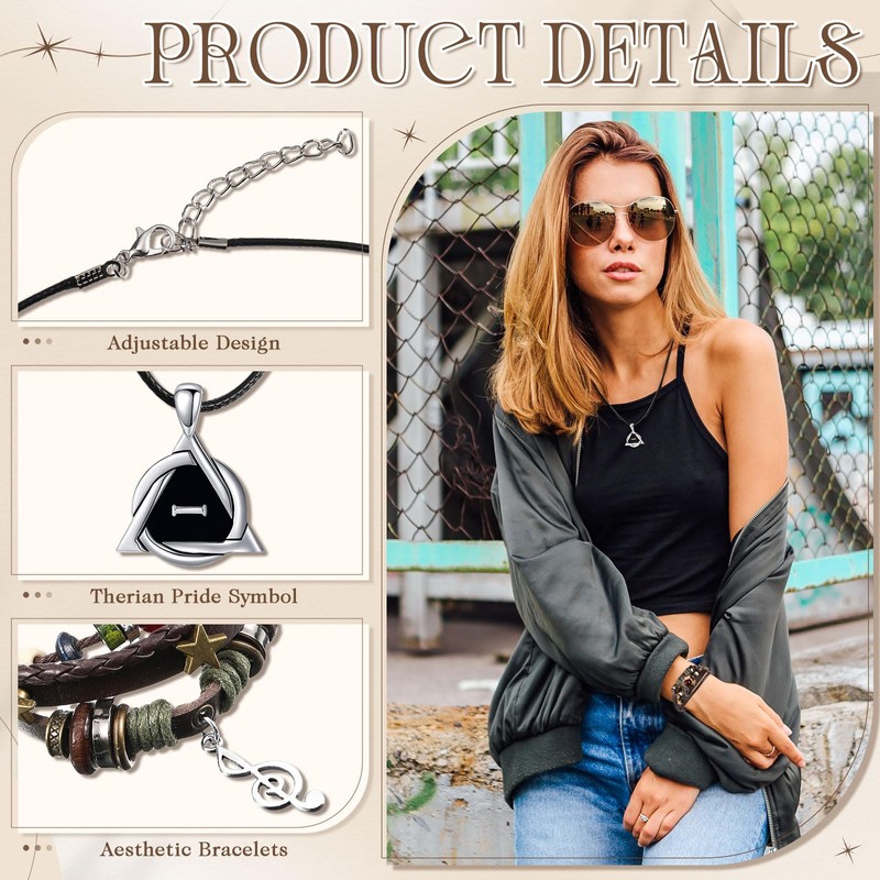 JaGely 3 Pcs Therian Grunge Accessories for Women Therian Pride