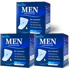 TIEJIANDAN Deodorizing Incontinence Pads for Men for Day 0.68oz, Mens Pads for Leakage 3 Packs of 12, Shields for Men with Odor Control Technology and Disscreet Leakage Protection IP001-N