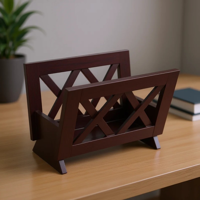 Mahogany Solid Wood Magazine Rack M1125 Contemporary Design For Organizing
