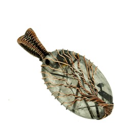 Copperie Tree Of Life Natural Black Rutile Gemstone Pendant Copper Wire Wrapped Jewelry Necklace 20"
