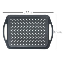 Non-Slip Serving Tray with Handles, 17.7" x 12.4" Large Food Tray Serving Platter (Gray, 2 Pack)