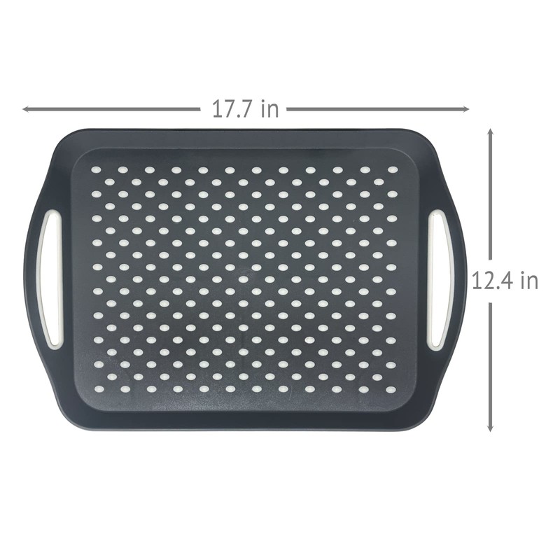 Non-Slip Serving Tray with Handles, 17.7" x 12.4" Large Food