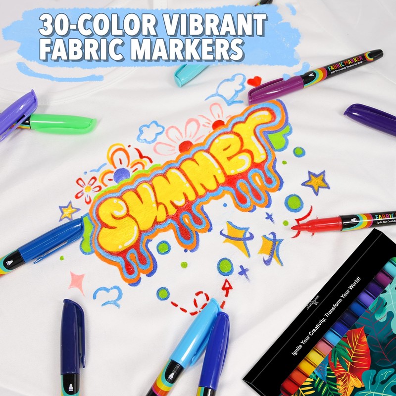 WINSONS 30 Fabric Markers Pens Set, Indelible & Permanent Fabric