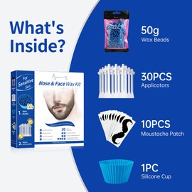 Brazilian Wax Nose Hair Removal Kit with 30 Stoppers, Wax Removal, Nose Hair Wax, Men's, Women, Hair Removal, Nose Hair Treatment, Nose Hair Removal, Self