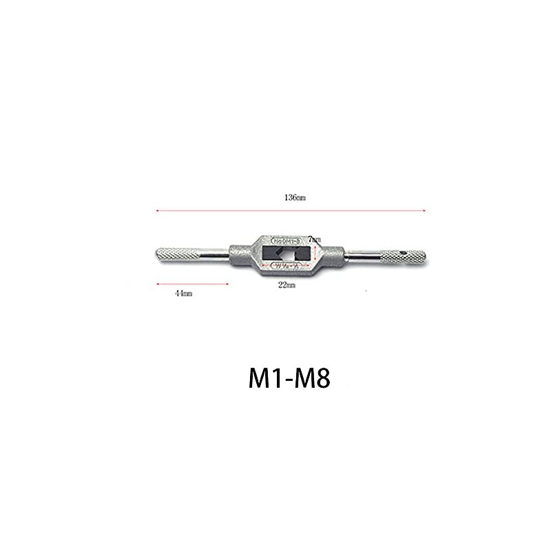 ExcInter Adjustable Tap Reamer Wrench 1 Pcs M1-M8 Silver Adjustable