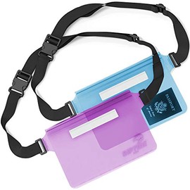 Waterproof Fanny Pack Pouch (2 Pack) for Men & Women Dry Bag Water Resistant with Adjustable Waist Strap - Protects Valuables at Water Sports Or Boating Snorkeling Swimming Skiing (Blue & Violet)