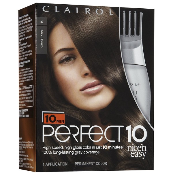 Clairol Perfect 10 by Nice 'n Easy Hair Color, 4, Dark Brown