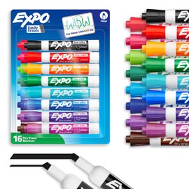 Expo Marcadores de borrado en seco con poco olor., Cincel, Vibrant Colors, 16-Count
