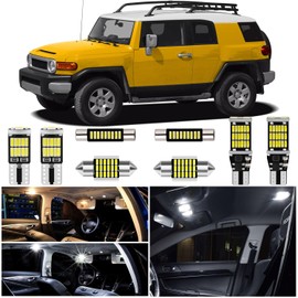 White Interior LED Lights Kit for Toyota FJ Cruiser 2007 2008 2009 2010 2011 2012 2013 2014 Super Bright 6000K Map Dome Trunk License Plate Lights Interior Bulbs + Install Tool