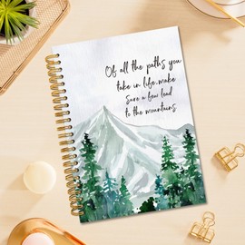 TWRVI Inspirational Mountain Spiral Notebook, Nature Lover Gifts College Ruled Notebook Journal for School Office Supplies, Woodland Adventure Journaling Notebooks 5.5"x8.3" 164 Pages