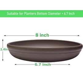 8 Inch Plant Saucer Pot Tray, Thick Plastic Flower Planter Saucers Drip Trays for Indoors Outdoors, Heavy Plant Plate Water Catcher Tray, Pack of 4 (Dark Gray)