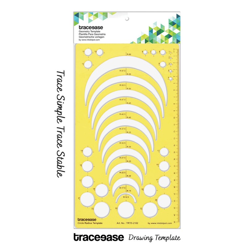 Traceease Geometric Drafting Circle Radius Template Drawing Stencil, Designing Template