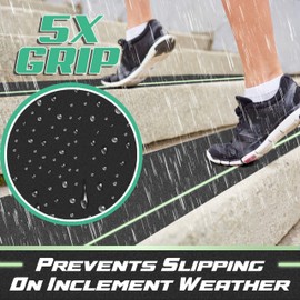 DecorX 12-Pack Glow-in-The-Dark Stair Treads with Roller | Pre-Cut 30” x 6” Waterproof Non-Slip Outdoor Tape | Safe Anti-Slip Traction for Stairs, Decks, and Walkways–Ideal for All Weather Conditions