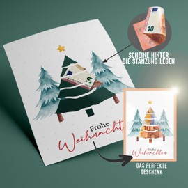 myDreamwork - Christmas Money Gift - Christmas Packaging - Money Gift Christmas - Money Gifts in Frame A5 (Christmas Trees, Natural)