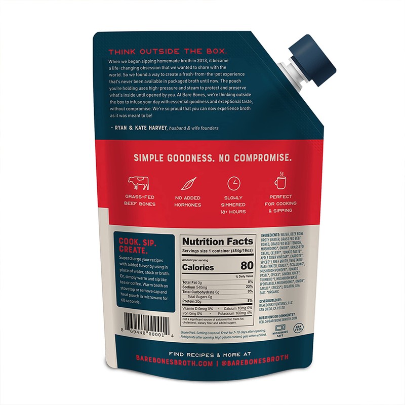 Bare Bones Beef Bone Broth for Cooking and Sipping, 16