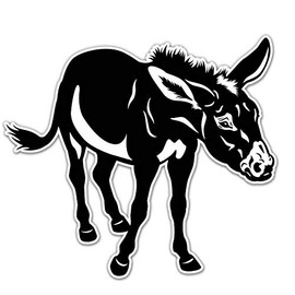 Donkey Black and White - 12" Vinyl Sticker Waterproof Decal