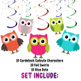 10 PCS Owl Streamers Pack - Mystical Nighttime Creature Hanging Decorations for Themed Parties, Events, and Enchanted Spaces