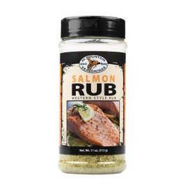 Hi Mountain Seasoning | SALMON RUB | Western Style BBQ Rub | Salmon Seasoning | Delicious on All Fish, including Trout, Walleye, & Cod | 11 Oz
