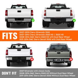 Tresound Tail Light + 3rd Third Brake Cargo Lamp for Chevy Silverado 1500 07-13, 2500HD & 3500HD 07-14, GMC Sierra 3500HD 08-14, High Mount Stop Light Rear LED Taillight, GM2800207 GM2801207