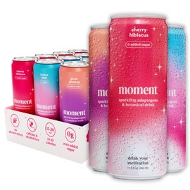 Moment Mocktails Non Alcoholic Drinks (Shark Tank) | SPARKLING Classics Adaptogen Drink | L-Theanine & Ashwagandha for Calm & Clarity | 0 Added Sugar 0 Caffeine | 12-pack