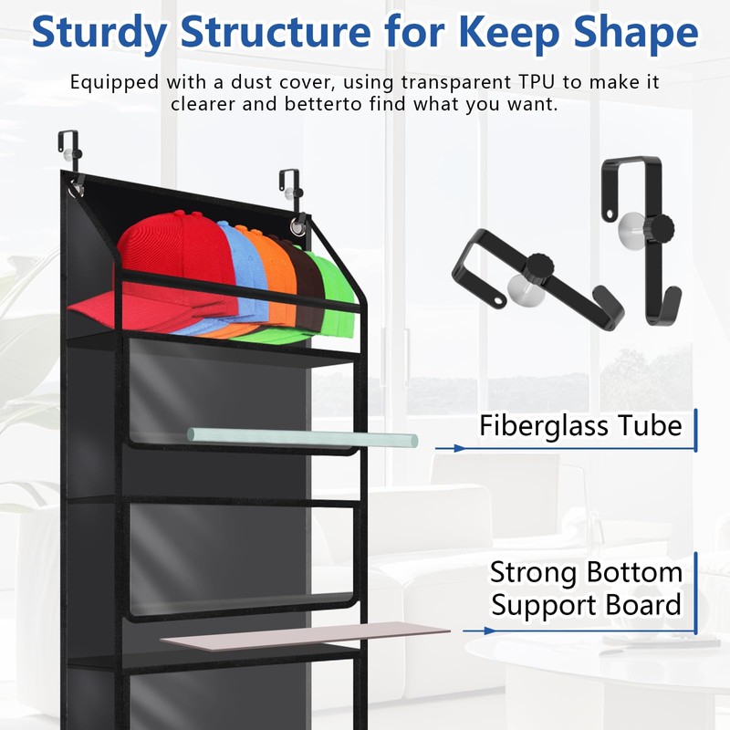 7-Layer Large Capacity Hat Organizer, Hat Rack for Door with
