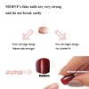 MERVF Square Press on Nails Short Fake Nails Red Brown