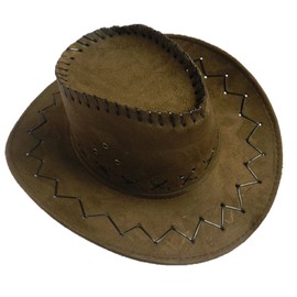 Cowboyhut für Damen und Herren, synthetisches Wildleder, Vintage-Näharbeiten, coffee, Einheitsgröße