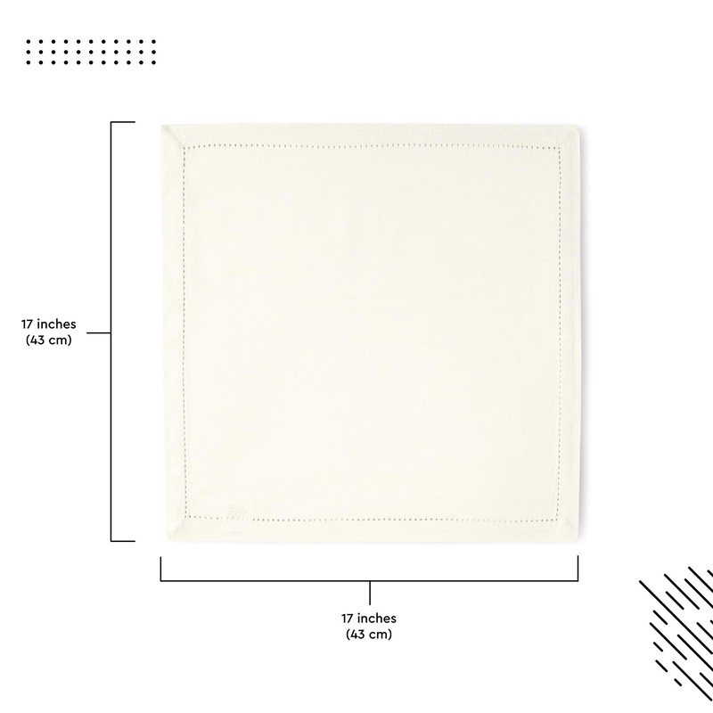 Encasa Cotton Fabric Napkins with Hemstitch, Set of 4, Plain