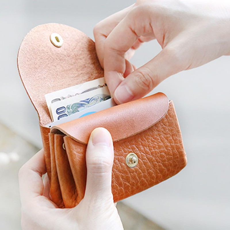 Polcoloso sokunou Women's Mini Wallet that Won't Break Bills, Camel