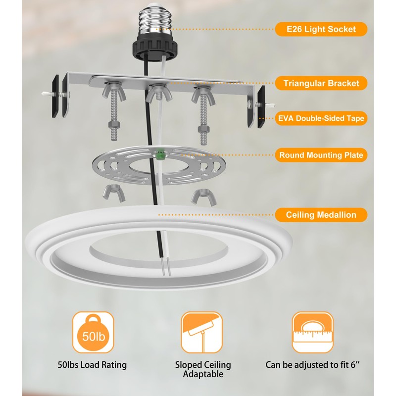 YIIZON Recessed to Pendant Light Converter Kit - 6 Inch
