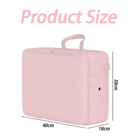 4 Pack Ultra Space Saving Self Compression Organizer, Bedroom Clothes Storage Bags with Zipper, Large Moving Bags Heavy Duty with Reinforced Handles, Ultra Space Saving Storage Tote (Pink, L)