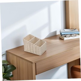 VILLFUL Stackable Storage Box Rattan Basket Lids Desktop Storage Organizer for Toys Office Supplies