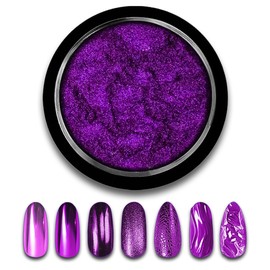 Purple Chrome Nail Powder Mirror Effect Metallic Dust Holographic Glitter Glazed Manicure Decoration Reflective Pigment for DIY Gel Polish Nail Art, Resin Craft, Gifts