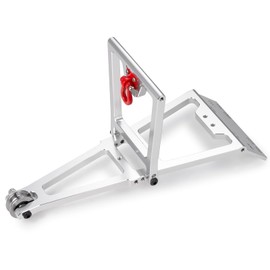 QUE-T 1/10 RC Aluminum Servo Winch Double Stent Rescue Set Tow Truck Crane Arm Wrecker kit (Silver)