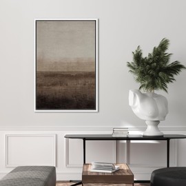 SIGNFORD Framed Canvas Print Wall Art Abstract Brown and Beige Landscape Illustrations Minimalism Chic Relax/Calm Multicolor Warm for Living Room, Bedroom, Office - 16"x24" White